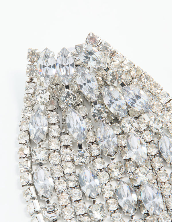 Silver Diamante Chain Drop Earrings