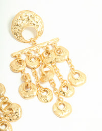 Worn Gold Large Disc Drop Earrings - link has visual effect only