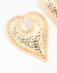 Gold Textured Heart Large Stud Earrings - link has visual effect only