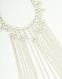 Silver Diamante Fringe Large Necklace - link has visual effect only