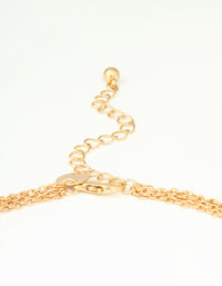 Worn Gold Feather Charm Layered Necklace - link has visual effect only