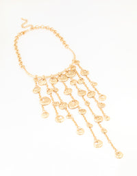 Gold Fringe Disc Statement Necklace - link has visual effect only
