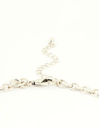 Worn Silver Feather Charm Layered Necklace - link has visual effect only