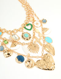 Gold Heart & Celestial Charm Necklace - link has visual effect only