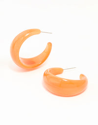 Orange Acrylic Chunky Medium Hoop Earrings - link has visual effect only