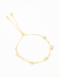 Gold Plated Green Semi Precious Stone Layered Toggle Bracelet - link has visual effect only