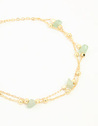 Gold Plated Green Semi Precious Stone Layered Toggle Bracelet - link has visual effect only