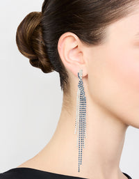 Silver Blue Diamante Twisted Chain Drop Earrings - link has visual effect only