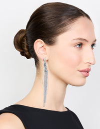 Silver Blue Diamante Twisted Chain Drop Earrings - link has visual effect only