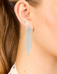 Silver Pearl Stud & Diamante Cupchain Earrings 3-Pack - link has visual effect only