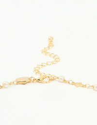Gold Plated Pearl Flower Outline Necklace - link has visual effect only