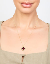Gold Plated Diamante & Burgundy Flower Pendant Necklace - link has visual effect only