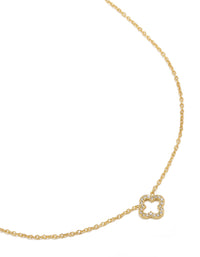 Waterproof Gold Plated Stainless Steel Diamante Flower Outline Necklace - link has visual effect only