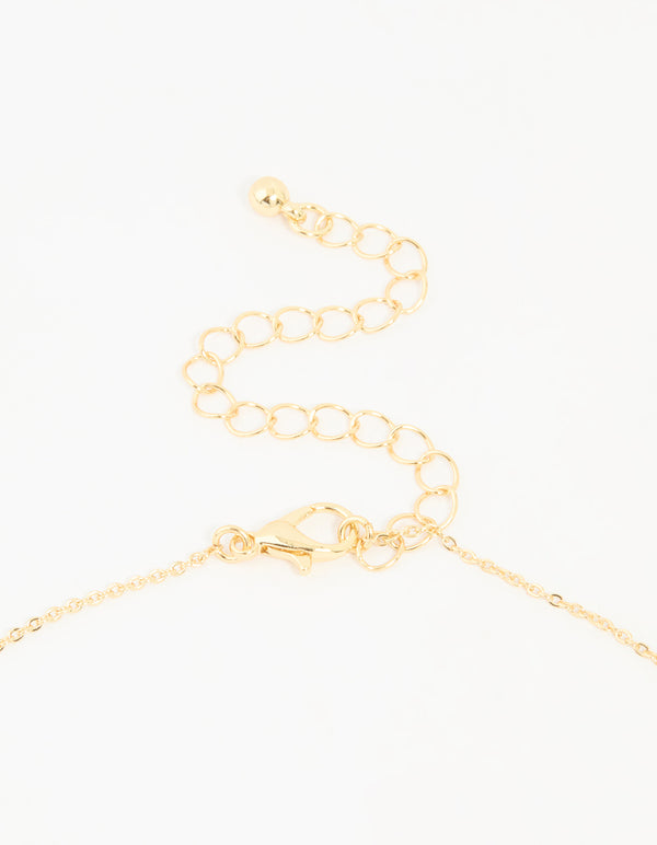 Gold Plated Cubic Zirconia Black Outline Flower Y-Necklace