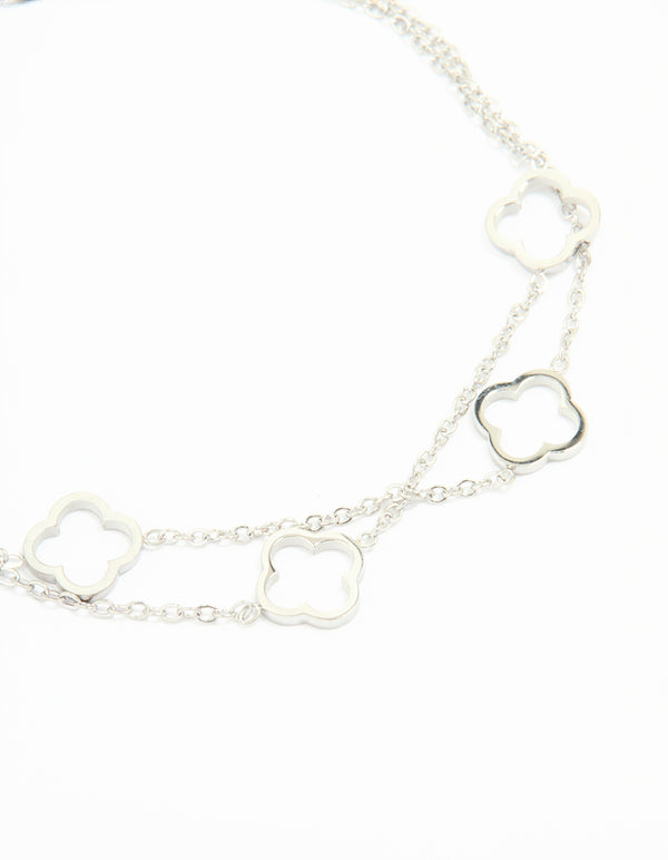 Waterproof Stainless Steel Steel Hollow Flower Layered Bracelet