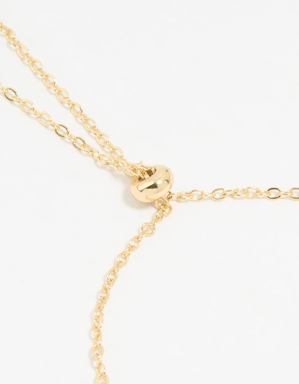 Gold Plated Cubic Zirconia Triple Flower Outline Toggle Bracelet