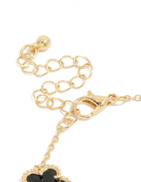 Gold Plated Black Flowers Charm Bracelet - link has visual effect only