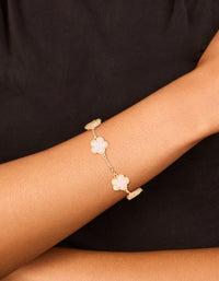 Gold Plated Pink Flowers Charm Bracelet - link has visual effect only