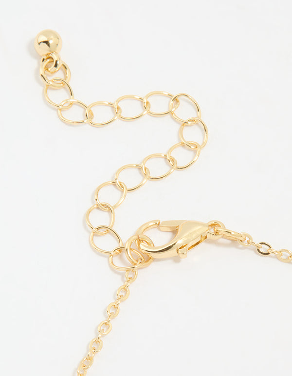 Gold Textured Cream Flower Outline Bracelet