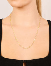 Gold Plated Brass Cubic Zirconia Open Link Chain Necklace - link has visual effect only