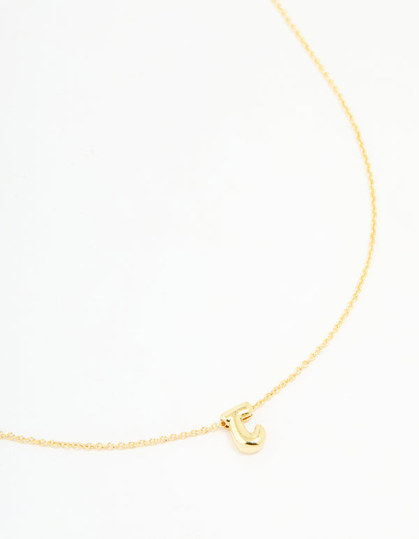 Gold Plated Brass Mini Bubble Letter J Necklace