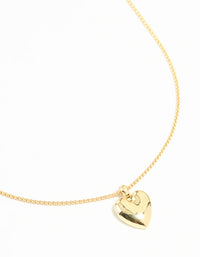 Gold Plated Brass Puffy Heart Pendant Necklace - link has visual effect only