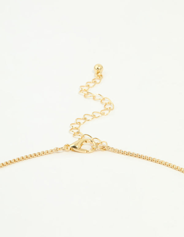 Gold Plated Brass Puffy Heart Pendant Necklace