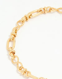 Gold Plated Brass Plain Chain T & O Bracelet - link has visual effect only