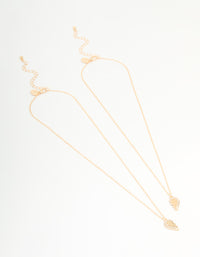 Gold Diamante Heart Friendship Necklaces 2-Pack - link has visual effect only