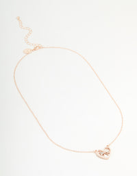 Rose Gold Pearl Heart & Bow Necklace - link has visual effect only