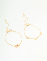 Gold Envelope & Heart Bracelets 2-Pack - link has visual effect only