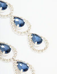 Silver Blue Diamante Pavé Teardrop Drop Earrings - link has visual effect only