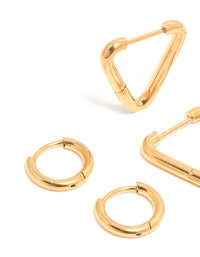 Waterproof Gold Plated Stainless Steel Hoop Earrings 3-Pack - link has visual effect only