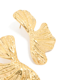Waterproof Gold Plated Stainless Steel Molten Floral Stud Earrings - link has visual effect only