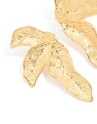 Waterproof Gold Plated Stainless Steel Etched Leaf Earrings - link has visual effect only