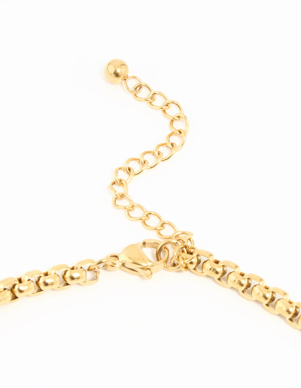 Waterproof Gold Plated Stainless Steel Round Box Chain Short Necklace
