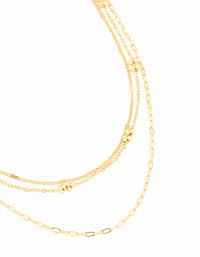Waterproof Gold Plated Stainless Steel Ball & Chain Layered Necklace - link has visual effect only