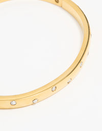 Waterproof Gold Plated Stainless Steel Diamante Smooth Hinged Bracelet - link has visual effect only