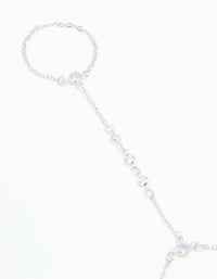 Silver Cubic Zirconia Bezel Hand Chain - link has visual effect only