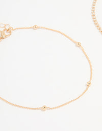 Gold Diamante & Ball Anklets 2-Pack - link has visual effect only