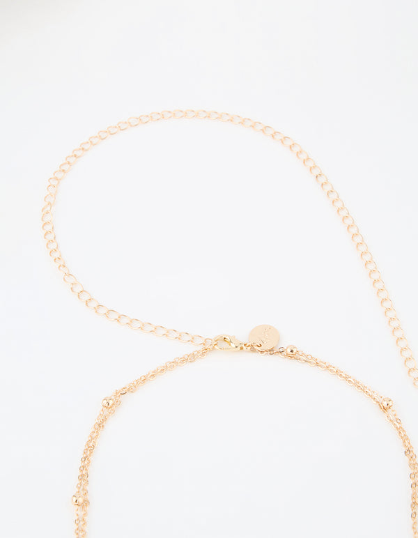 Gold Pearl & Ball Layered Body Chain