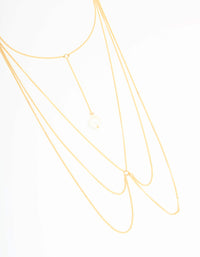 Gold Pearl Layered Body Chain - link has visual effect only