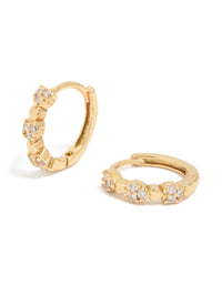 Gold Plated Cubic Zirconia Mini Heart Huggie Earrings - link has visual effect only