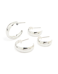 Silver Teardrop & Round Hoop Earrings 2-Pack - link has visual effect only