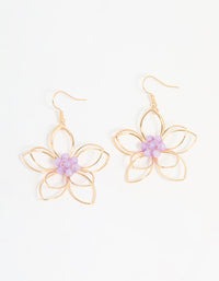 Rose Gold Purple Beaded 3D Flower Drop Earrings - link has visual effect only