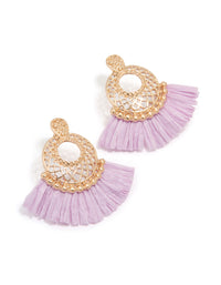 Gold Purple Paper Filigree Fan Drop Earrings - link has visual effect only