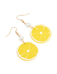 Gold Pearl Lemon Drop Earrings - link has visual effect only