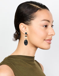 Gold Black Beaded Drop Earrings - link has visual effect only