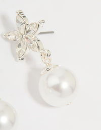 Silver Diamante Pearl Drop Earrings - link has visual effect only