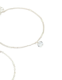 Silver Cubic Zirconia Drop & Chain Bracelets 2-Pack - link has visual effect only